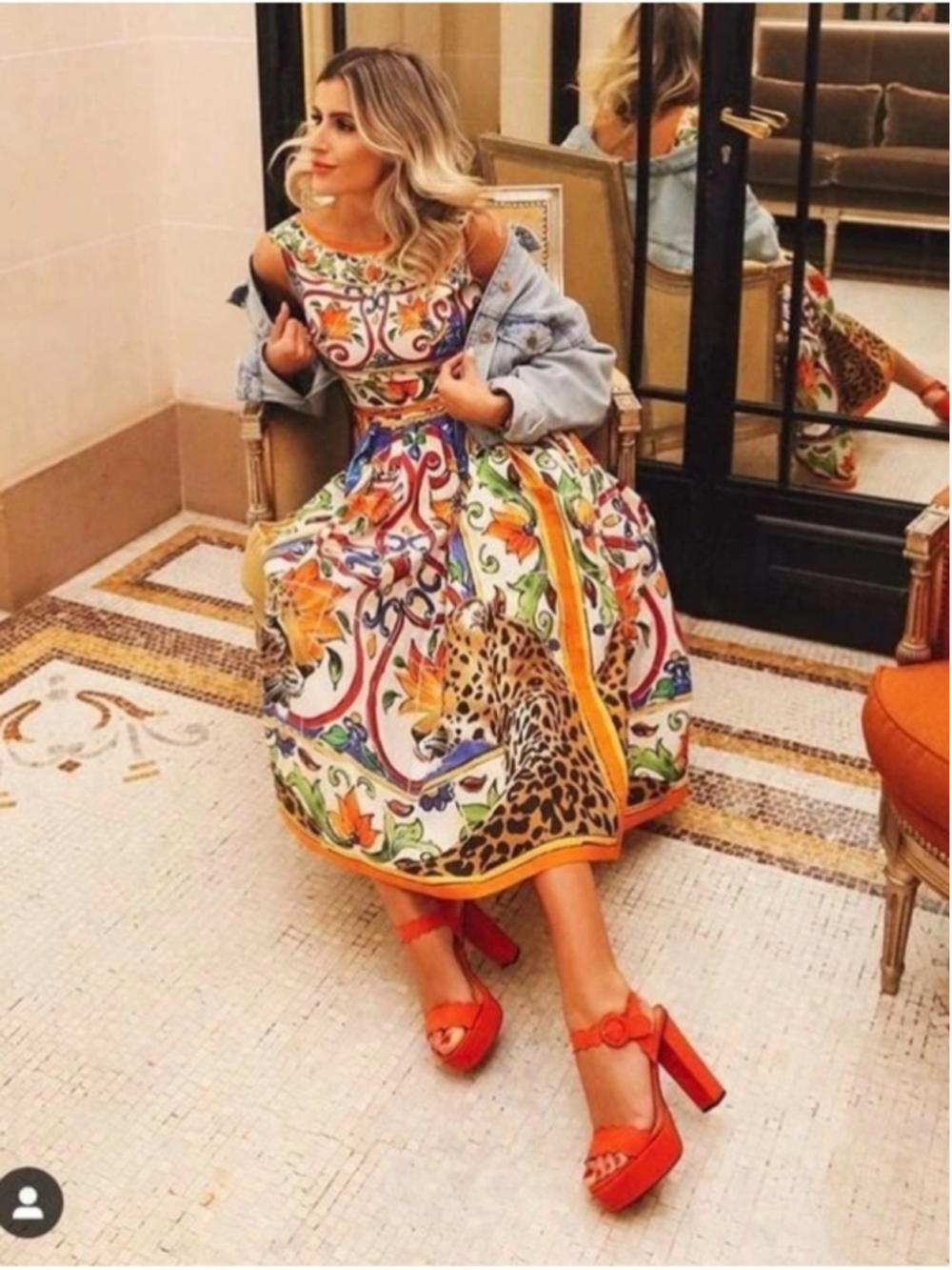Dolce & Gabbana Multicolor Floral & Leopard Print Midi Dress small - Picture 4 of 11